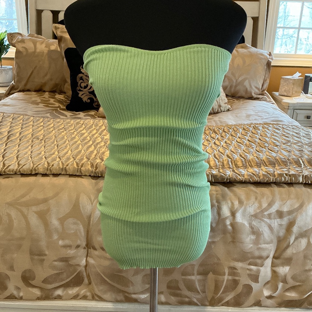 OH POLLY 2 Piece Strapless Green Dress with Matching Shrug Size XS/S - Picture 2 of 11